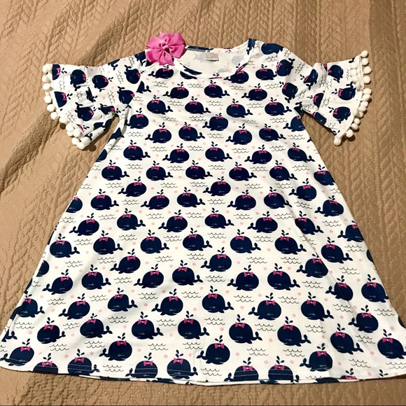 Boutique Other - Girls Whale 🐳Dress & Bow